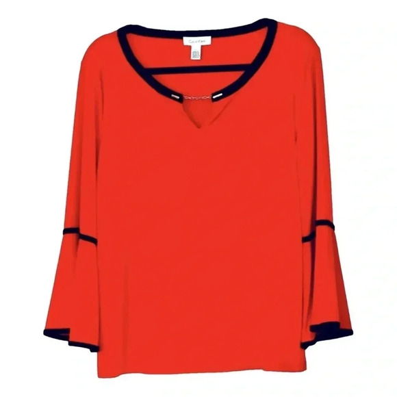 EUC Calvin Klein Vibrant Orange Blouse - Picture 1 of 2